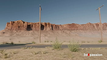 Psychedelic roadside sex vibes in a painted van sloppy blowjob reverse cowgirl missipnary & cumshot