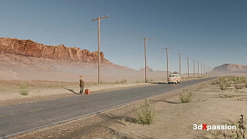 Psychedelic roadside sex vibes in a painted van sloppy blowjob reverse cowgirl missipnary & cumshot