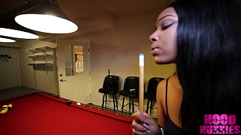 Petite black teen blumere fucked on the pool table by green eye stud