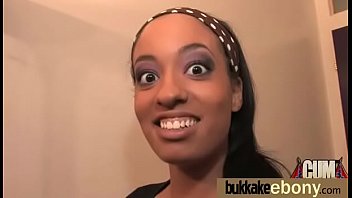Ebony slut gets an interracial group sex 1