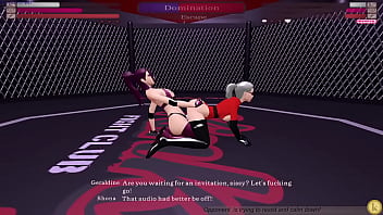 Geraldine vs rhona kyfc sexfight strap on sex fight game video match lesbian