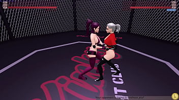 Geraldine vs rhona kyfc sexfight strap on sex fight game video match lesbian