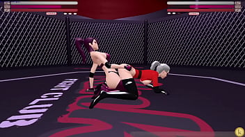 Geraldine vs rhona kyfc sexfight strap on sex fight game video match lesbian