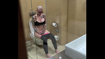 Busty girl watches porn and jerks off on the toilet peeping Busty girl watches porn and jerks off on the toilet peeping