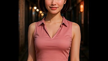 路地裏で日本人女性が胸を見せる