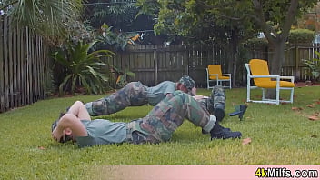 Uniformed chick getting a special training