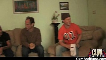 Black girl sucks many white cocks in redneck group 17