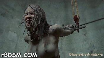 Tied up tits with toy gratifying