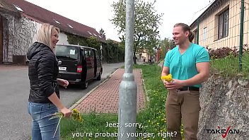 Sexy teacher goes from picking flowers to getting fucked in public