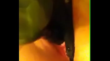 Teen fucks tight pussy with bottle