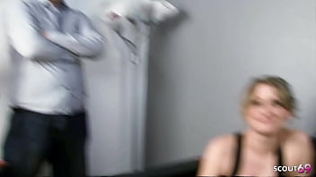 Cuckold husband have to watch while his sexy wife get her first interracial fuck by big black cock stranger