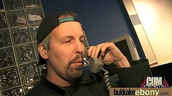 Ebony in a huge bukkake 14