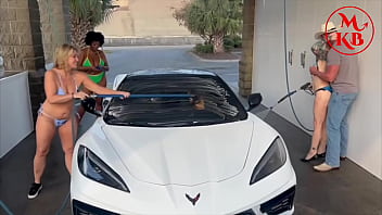 Kora bell angel minx and duchess coco suck and fuck jasper woodcock in a public carwash