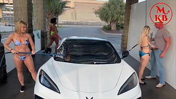 Kora bell angel minx and duchess coco suck and fuck jasper woodcock in a public carwash