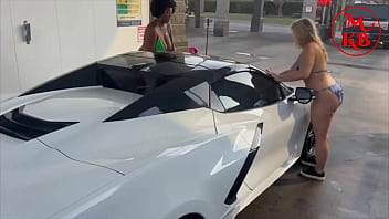 Kora bell angel minx and duchess coco suck and fuck jasper woodcock in a public carwash