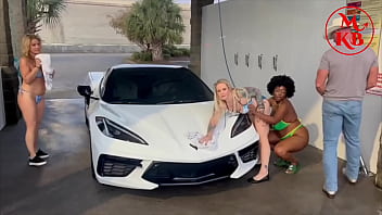 Kora bell angel minx and duchess coco suck and fuck jasper woodcock in a public carwash