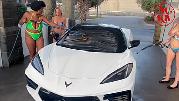 Kora bell angel minx and duchess coco suck and fuck jasper woodcock in a public carwash