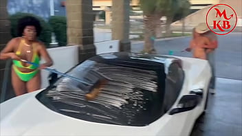 Kora bell angel minx and duchess coco suck and fuck jasper woodcock in a public carwash