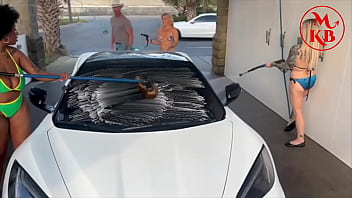 Kora bell angel minx and duchess coco suck and fuck jasper woodcock in a public carwash