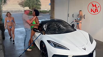Kora bell angel minx and duchess coco suck and fuck jasper woodcock in a public carwash