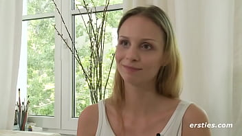 Mary fingers her shaved pussy