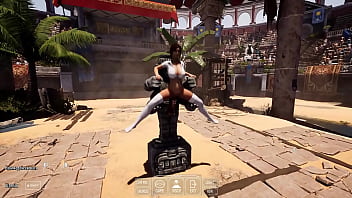 Lara croft found an ancient totem in front of which she spread her legs and quickly came