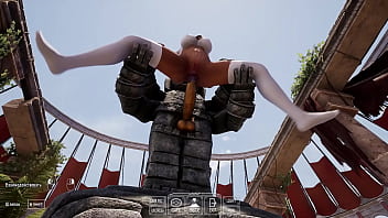 Lara croft found an ancient totem in front of which she spread her legs and quickly came