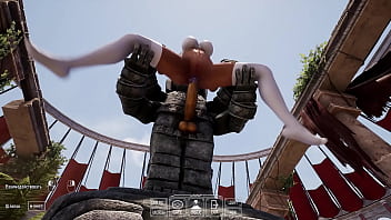Lara croft found an ancient totem in front of which she spread her legs and quickly came