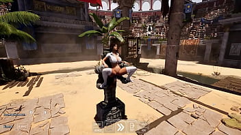 Lara croft found an ancient totem in front of which she spread her legs and quickly came