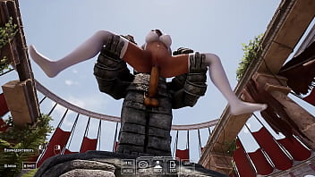Lara croft found an ancient totem in front of which she spread her legs and quickly came