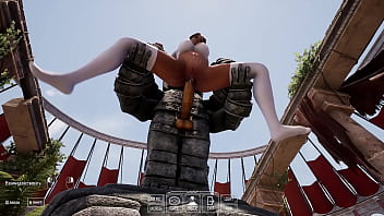 Lara croft found an ancient totem in front of which she spread her legs and quickly came