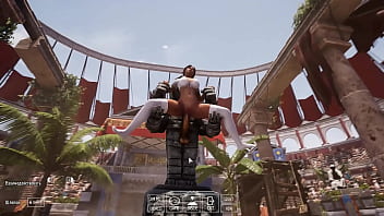 Lara croft found an ancient totem in front of which she spread her legs and quickly came