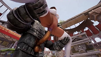 Lara croft found an ancient totem in front of which she spread her legs and quickly came