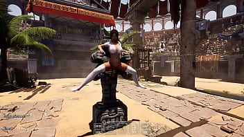 Lara croft found an ancient totem in front of which she spread her legs and quickly came