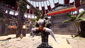 Lara croft found an ancient totem in front of which she spread her legs and quickly came