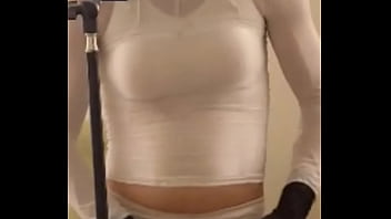 Crossdresser maria in white nylon panty en highheels