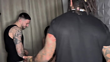 Two friends wanted to be in a very rough gangbang so they called six huge cocks