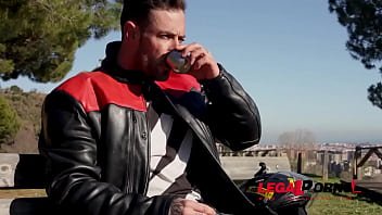 Biker gets to finger & fuck lonesome stunner katrin in the outdoors gp241