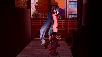 Miku striptease on street mmd by stranger mmd