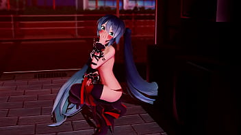 Miku striptease on street mmd by stranger mmd