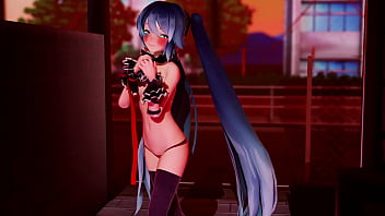 Miku striptease on street mmd by stranger mmd