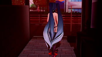 Miku striptease on street mmd by stranger mmd