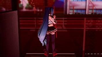 Miku striptease on street mmd by stranger mmd