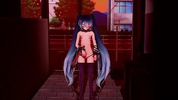 Miku striptease on street mmd by stranger mmd