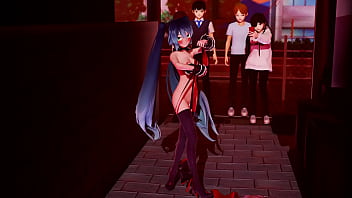 Miku striptease on street mmd by stranger mmd