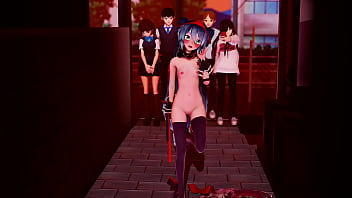 Miku striptease on street mmd by stranger mmd