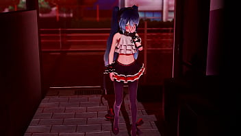 Miku striptease on street mmd by stranger mmd
