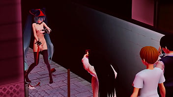 Miku striptease on street mmd by stranger mmd