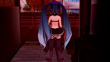 Miku striptease on street mmd by stranger mmd