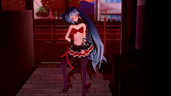 Miku striptease on street mmd by stranger mmd
